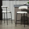 CAVINAS 26 inch Counter Height Bar Stool,Set of 2 Teddy Fabric Upholstered Kitchen Island Stool with Black Metal Base & Footrest - 3 of 4