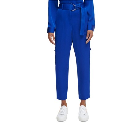 Calvin Klein Womens Satin Belted Casual Cargo Pants