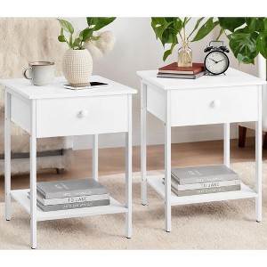 Nightstands Set of 2 - 15.7 x 15.7 x 21.7 Inches, End, Side Tables Shelf, Bedroom Steel Frame, Easy Assembly - 1 of 4