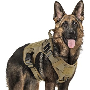 rabbitgoo Tactical Dog Harness for Large, Heavy Duty Pet Harness with Handle, , Adjustable Military Dog Vest for Training Hunting Walking, Brown, L - 1 of 1