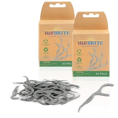 WellBrite Grey Dental Floss Threader Picks (0.9 x 2.8 Inches, 60 Pieces)