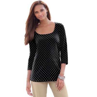Jessica London Women's Plus Size Stretch Cotton Scoop Neck Tee