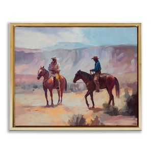 Stupell Industries Desert Cowboys Horses Landscape Floating Frame Canvas Art, Gold, 31" x 25" - 1 of 4