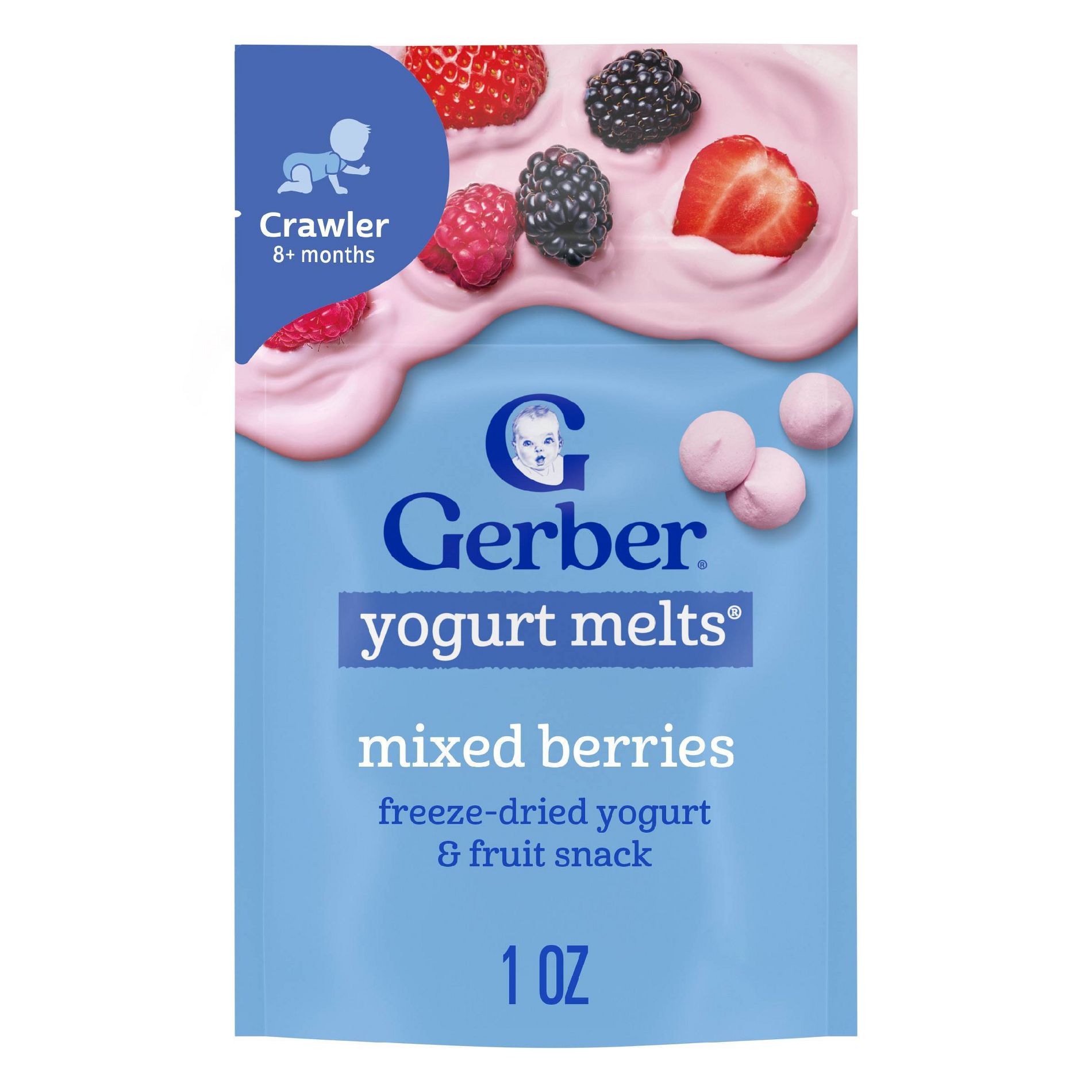 Gerber Baby Food Mixed Berries Freeze-Dried Yogurt Melts Baby Snack - 1oz