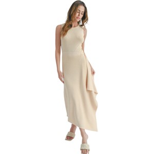 Slickblue Women's Maxi Dress With Slit, Sleeveless, Viscose Fabric, Black/Natural, Size S-L - 1 of 4