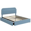 Bed Frame with Storage Headboard, Girls Bed Frame with 2 Drawers, Boucle Upholstered Platform Bed with Bookcase - 3 of 3