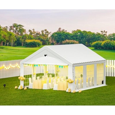 10x20 FT Heavy Duty Metal Canopy,Party Tent With Removable Sidewalls,Outdoor Camping Canopy,Suitable For Wedding,Holiday Birthday-Coolbibila