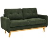 Homy Casa 67.7" Mid-Century Upholstered Tufted Loveseat Sofa with Wooden Legs - 2 of 4