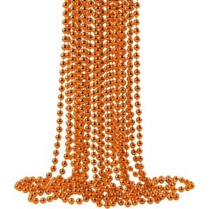 12 Pcs Orange Bead Necklaces, 33 Inch 7mm Halloween Mardi Gras Party Favors For Parade Wedding Celebrations Decor - 1 of 4