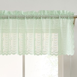 HLC.ME Sophia Floral Rod Pocket Lace Sheer Short Valance for Small Windows, Kitchen and Bathroom - 54 W x 18 L - 1 of 4