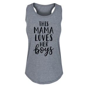 Women's - Instant Message - This Mama Loves Her Boys Graphic Racerback Tank - 1 of 4
