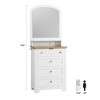 White Drawer Dresser with Mirror - Charge Station and LED Strip, 4 Drawer Cabinet with Cristal Knobs - 2 of 4