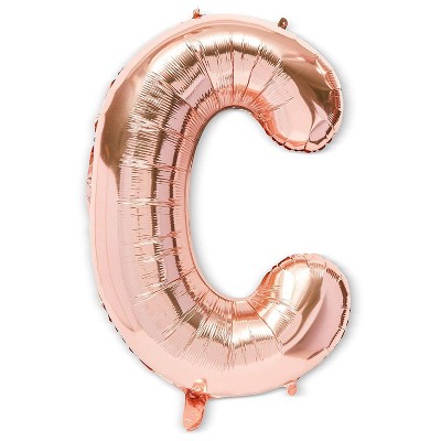 Sparkle and Bash 2 Packs Jumbo Letter "C" Rose Gold Foil Balloons 40" for Party Decorations