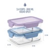 Ello Color Lock Glass 3.4c 2pk Divided Meal Prep Food Storage Container Set Purple/Blue - 4 of 4