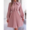 Clearlove Women's Tie-Waist Long Sleeve Dress with Pleated Skirt - 2 of 4