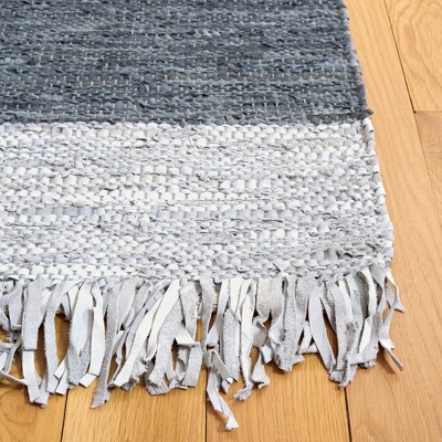 Handmade Light Grey and Dark Grey Cowhide Area Rug