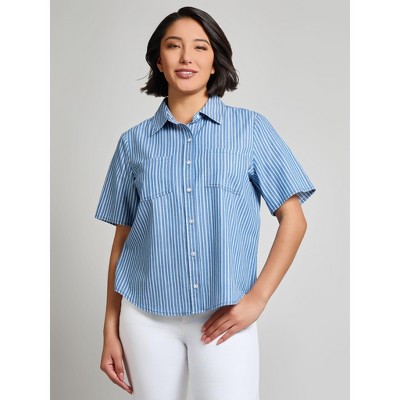 Jones New York Short Sleeve Button Front Top
