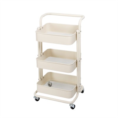 3 Tier Mobile Storage Caddy in Matte Beige - Pemberly Row