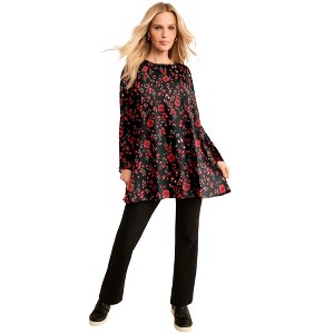 Roaman's Ultimate Long Sleeve Crewneck Swing Tunic - 1 of 2