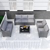 5 Pieces Patio Furniture Sets,Outdoor Sectional Sofa Wicker Conversation Couch for Coffee Table, Rattan Outdoor Furniture Backyards, Gardens - 2 of 4