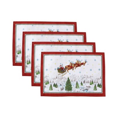 New Red Green Christmas Placemats Set Of 4 Table Mats Woven Cloth