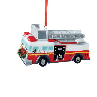 Collections Etc Hand-Painted Firetruck Christmas Ornament