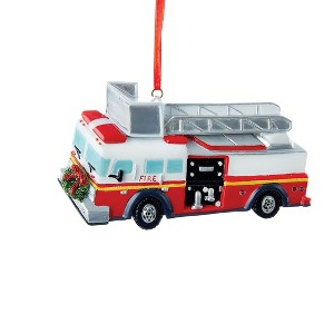 Collections Etc Hand-Painted Firetruck Christmas Ornament - 1 of 2