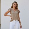 Knit & Lounge Women’s Ruffle Shoulder V-Neck Top Soft Knit Fabric Smocked Detail Flowy Fit Everyday Casual Tee - 4 of 4