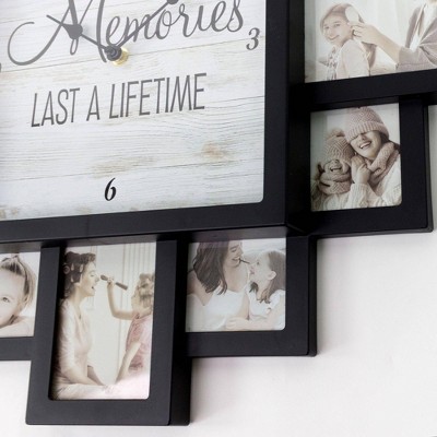 Black Geometric Picture Frame Collage Wall Clock