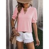BLUEMING Womens Summer Blouse V Neck Tops with Short Lantern Sleeve Ruffle Tee Shirt Blouse Wheat Texture Tops - 3 of 4
