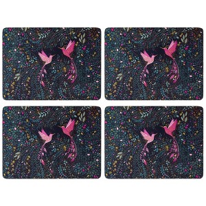 Pimpernel Sara Miller India Large Placemats, Set of 4 - Decorative MDF Dining Table Placemats with Cork Backing Featuring Hummingbird Paradise - 1 of 4