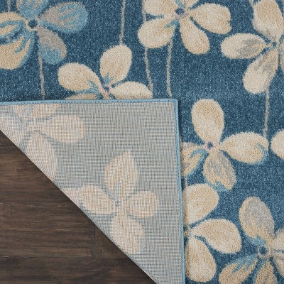 Handmade Turquoise Floral Viscose Rectangular 8' x 10' Rug