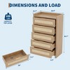 Rattan 5 Drawer Dresser for Bedroom, 45"H Wood Chest of Drawers with Gold Handles, Storage Dresser Organizer, Closet Dresser for Bedroom, Light Oak - 3 of 4