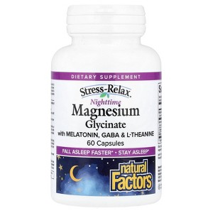 Natural Factors Stess-Relax®, Nighttime Magnesium Glycinate With Melatonin, GABA & L-Theanine, 60 Capsules - 1 of 3
