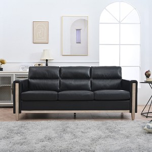 79.5" 3-Seater Sofa, Modern Upholstered Sofa With Side Pocket Solid Wood Frame For Living Room - 1 of 4