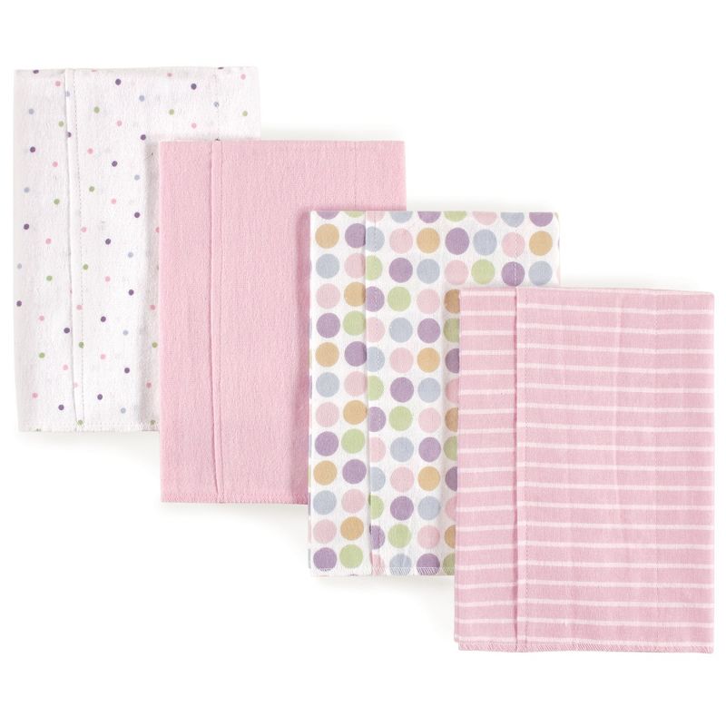 Luvable Friends Baby Girl Cotton Flannel Burp Cloths 4pk, Pink, One Size, 1 of 3