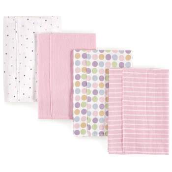 Luvable Friends Baby Girl Cotton Flannel Burp Cloths 4pk, Pink, One Size