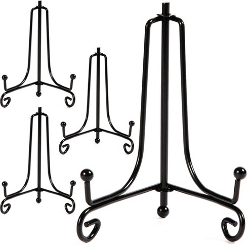 Juvale 4 Pack Black Metal Tabletop Folding Easel, Iron Display Stand Holder for Desk, Picture, Plate, Decor, Wedding, Party, 5 in