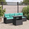 vidaXL Patio Sofa Set with Cushions Table and Couches 5 Piece Poly Rattan - Black with Storage - 2 of 4