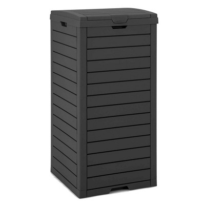 Costway 31 Gallon Outdoor Trash Can Waste Bin with Dual Lid & Pull-out Drawer Backyard Coffee/Black