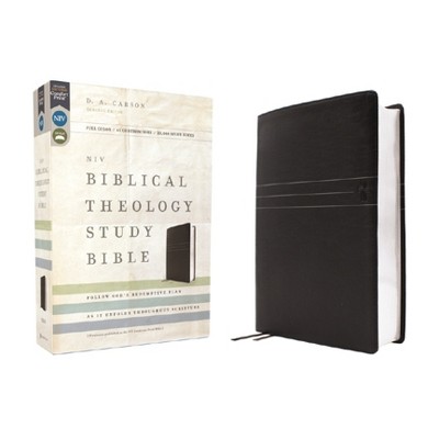 Niv, Biblical Theology Study Bible (Trace the Themes of Scripture), Leathersoft, Black, Comfort Print - by  D A Carson (Leather Bound)
