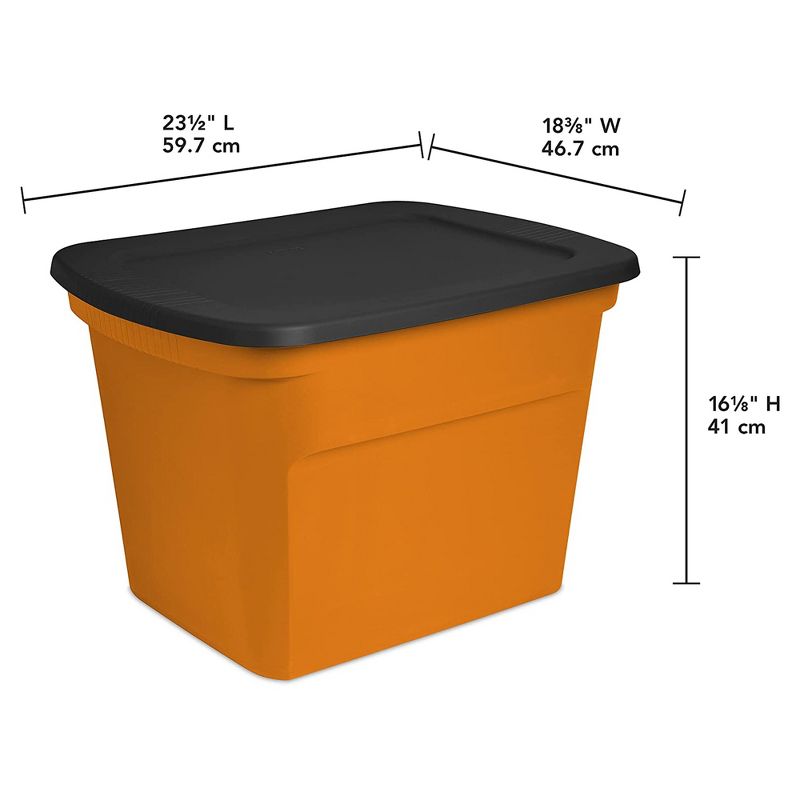 Sterilite 18 Gallon Orange Plastic Storage Container Bin Tote with Black Lid, Halloween, 2 of 5
