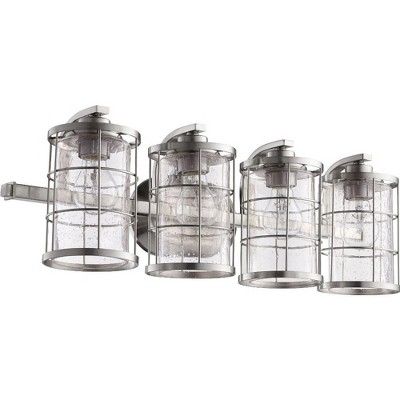 Quorum Lighting Ellis Glass 4-Light Satin Nickel Vanity Fixture