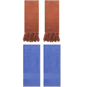 REGALWOVEN 4 Packs Solid Textured and Tassels Soft Absorbent Decorative Hand Towel - 1 of 4