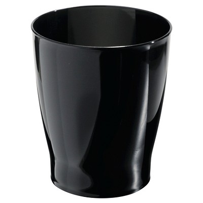 InterDesign Franklin Plastic Round Wastebasket - Black (7")
