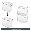 mDesign Slim Plastic Stacking Kitchen Bin Box, Handles/Lid, 6 Pack, Clear, USA Made - 4 of 4