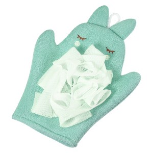 Unique Bargains Double Side Cartoon Shower Gloves for Bathroom 9.65"x7.28" 1 Pc - 1 of 4