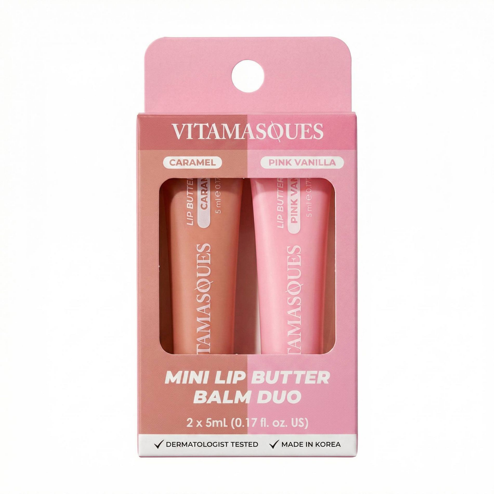 Vitamasques Lip Butter Balm Plump & Repair Mini Duo - Caramel + Pink Vanilla - 0.33 fl oz