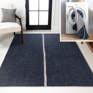 JONATHAN Y Linja Solid Centre Stripe Machine-Washable Area Rug - 1 of 4