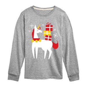Boys' - Instant Message - Christmas Unicorn Long Sleeve Graphic T-Shirt - 1 of 4